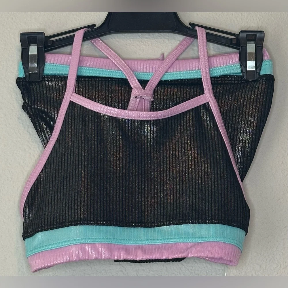 Thereabouts Girls Black Blue Orchid 2 Piece Bikini Set NWT Size XS 6/6X